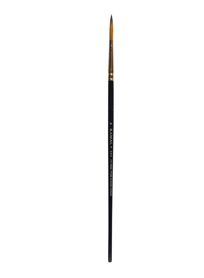 Kamal Wood Round Golden Black Synthetic Hair Taklon Paint Brushes for Oil, Nail, Artist Acrylic Painting - Set of 4 - Image 5